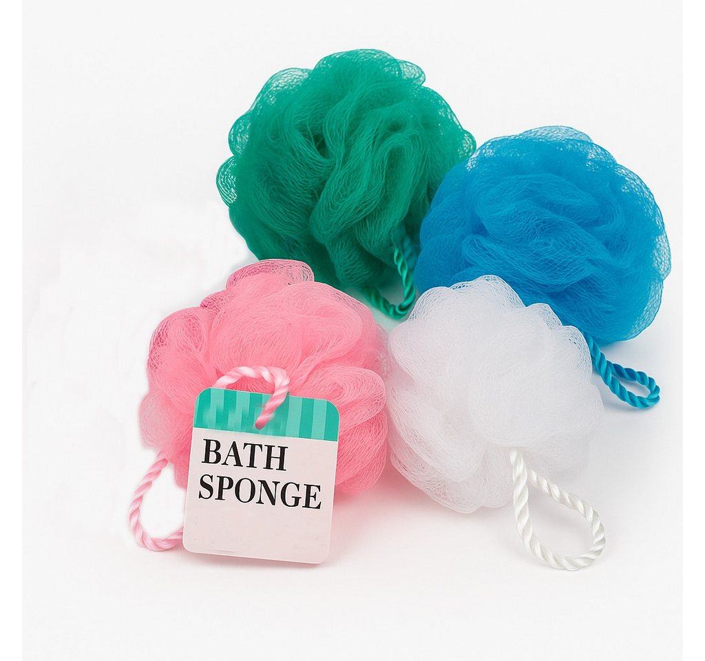 what the shop Duschschwamm Badeschwamm Nylon 12 cm einzeln oder 5er-Set Massage Peeling Dusche, Sanfte Reinigung & Pflege für jeden von what the shop