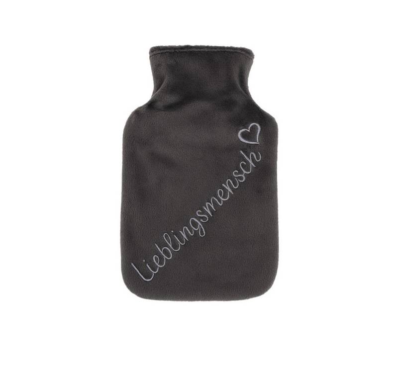 what the shop Wärmflasche Handwärmer „Lieblingsmensch“–Fleeceüberzug, ca. 11 cm weiß oder grau, Klein, kuschelig & immer wohlig warm von what the shop