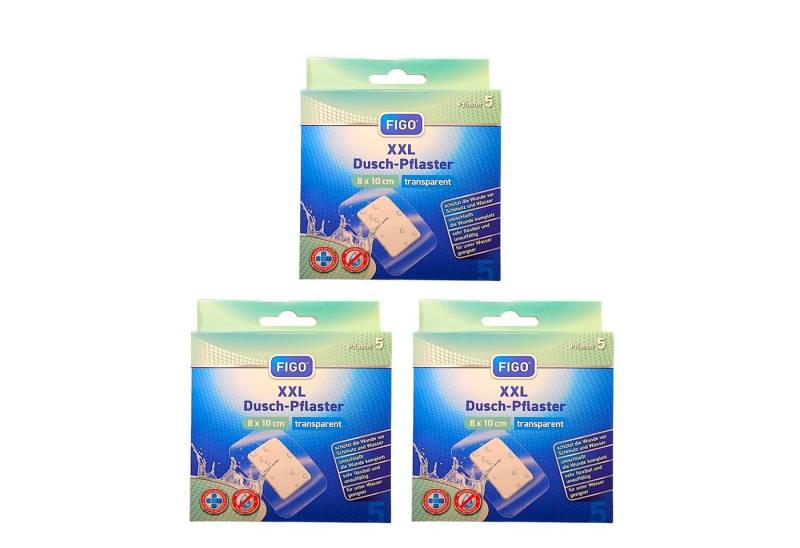 what the shop Wundpflaster FIGO XXL Dusch-Pflaster – 5 Stück, 8×10 cm, transparent & wasserfest (3 St), Wasserfester Wundschutz beim Duschen von what the shop