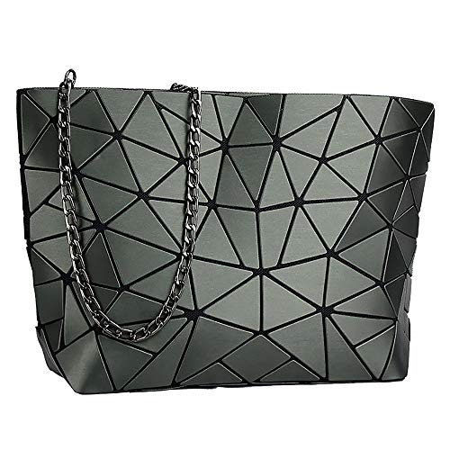 whatUneed Frauen Mode Geometrische Gitter Umhängetasche, PU-Leder Casual Cross-Body Messenger Bag für Mädchen von whatUneed