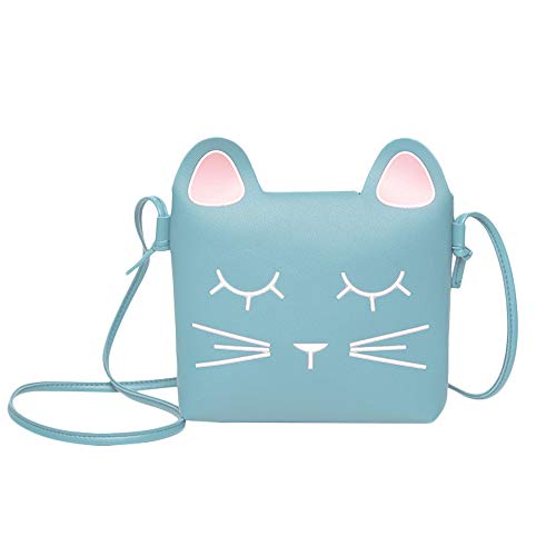 whatUneed Nette kleine Mädchen Umhängetasche Handtasche Geldbörse, Prinzessin Mini Taschen, Cat Cross Body Messenger Bag (blue) von whatUneed