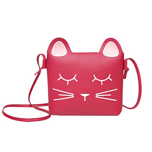whatUneed Nette kleine Mädchen Umhängetasche Handtasche Geldbörse, Prinzessin Mini Taschen, Cat Cross Body Messenger Bag (red) von whatUneed