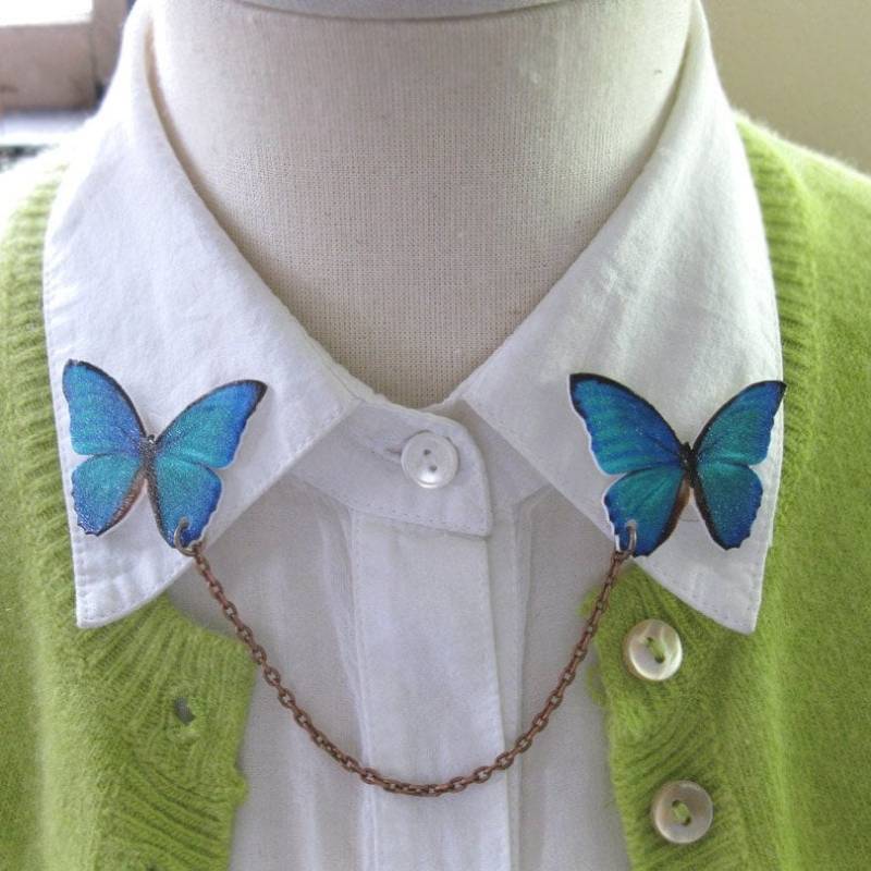 Blaue Schmetterling Pins, Doppel Brosche, Handgemachtes Geschenk Für Sie, Kragen Pullover Pull, Hell Und Bunt, Freund Blaue Schmetterling Pins, Doppel Brosche, Handgemachtes Geschenk Für Sie, Kragen Pullover Pull, Hell Und Bunt, Freund von whatanovelidea
