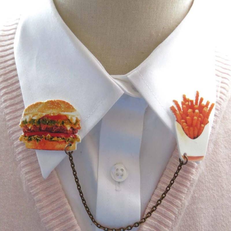 Brosche Mit Hamburgern Und Pommes, Food Pin, Nerdy Geekery, Schrullig, Doppelkragen Geschenk Für Den Besten Freund, Lustiges Geschenk, Statement Brosche Mit Hamburgern Und Pommes, Food Pin, Nerdy Geekery, Schrullig, Doppelkragen Geschenk Für Den Besten Freund, Lustiges Geschenk, Statement von whatanovelidea
