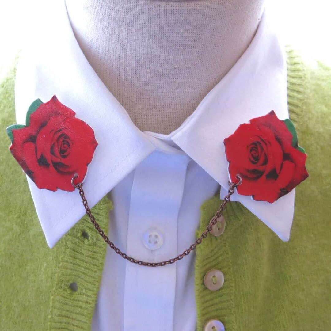 Rote Rose Doppel Brosche, Kragen Pin Geschenk, Schmuck Für Sie, Vintage Inspirierte Anstecknadel, Blumen Mutter Mama, Handgemacht, Floral Pullover Rote Rose Doppel Brosche, Kragen Pin Geschenk, Schmuck Für Sie, Vintage Inspirierte Anstecknadel, Blumen Mutter Mama, Handgemacht, Floral Pullover von whatanovelidea