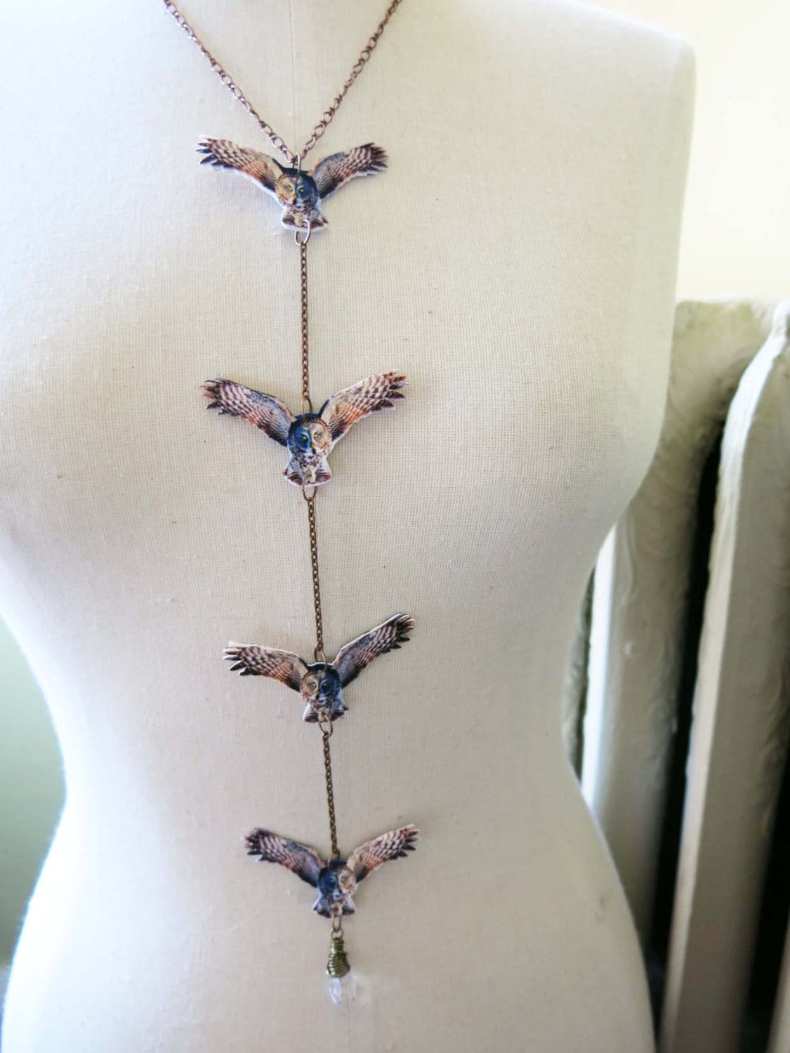 Tier Halskette Eule Lariat Wald Statement Long Bird Geschenkidee Tier Halskette Eule Lariat Wald Statement Long Bird Geschenkidee von whatanovelidea