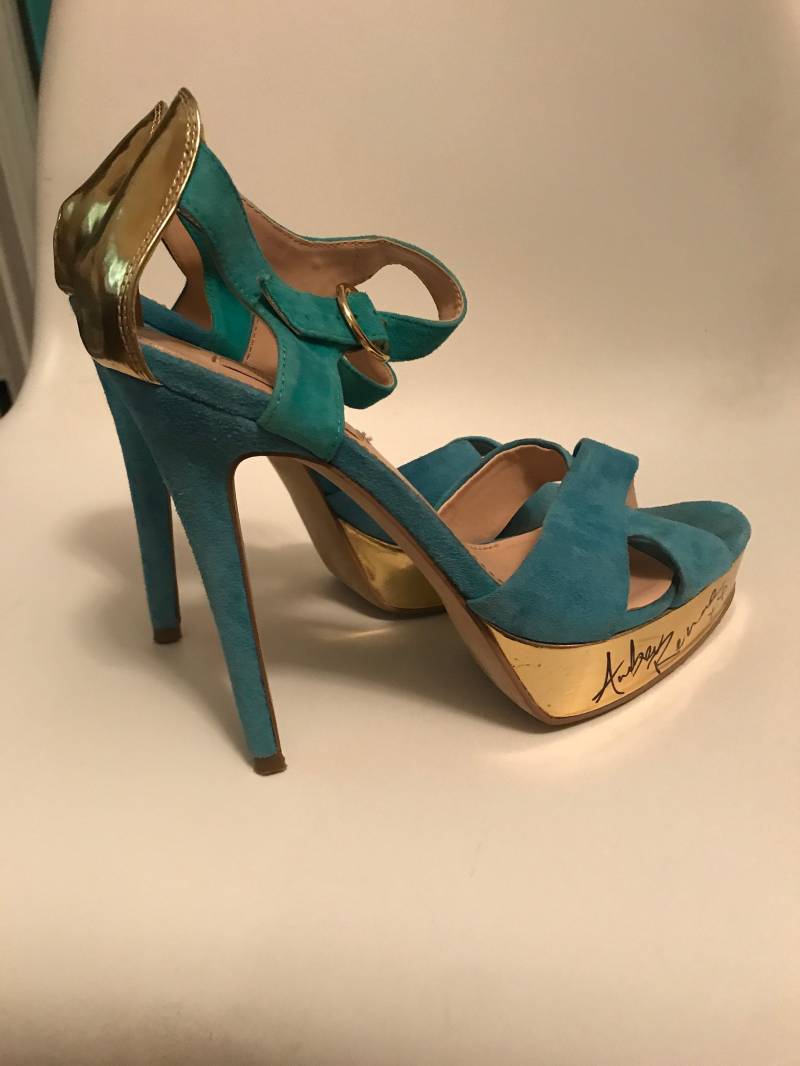 Sirenz 1990S Gr. 6, 5 Sandalen Aqua Wildleder Schuhe Vintage 1990Er Couture Designer High Fashion Fersen Größe von whatever1990s