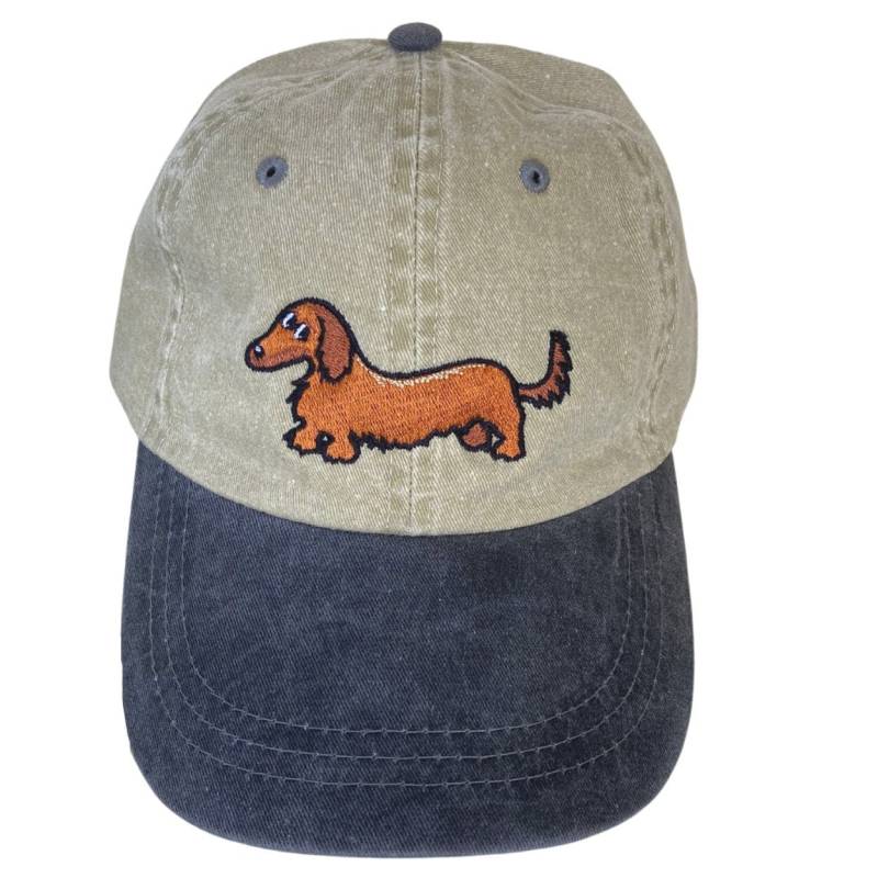 Bestickte Rote Langhaardackel Ballmütze/Khaki Bestickte Rote Langhaardackel Ballmütze/Khaki von whatsupdox