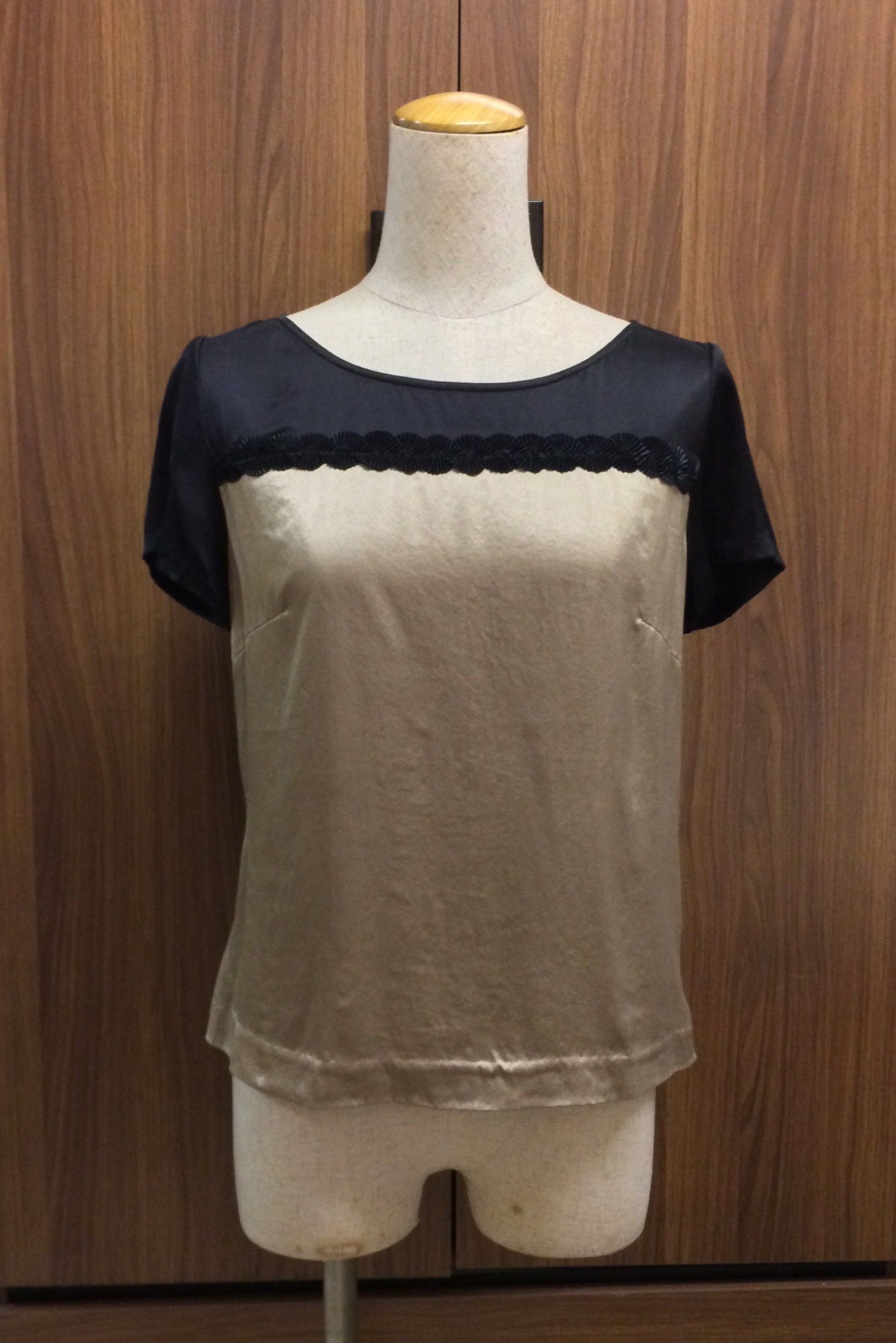 Vintage Damen Schwarz Bronze Seide Kurze Bluse Retro Kurzarm Top Sommer Shirt von whatthefunk