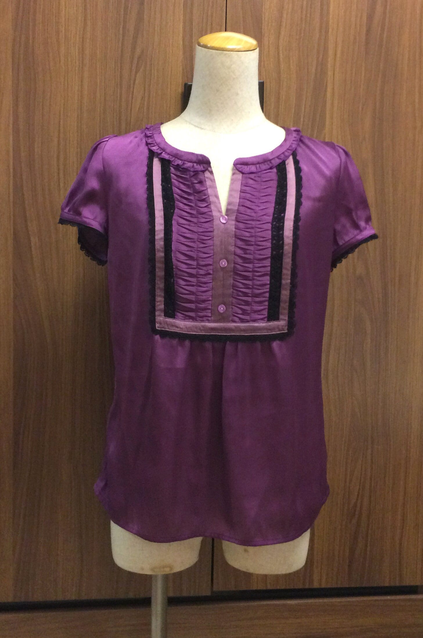 Vintage Frauen Lila Kurze Bluse Retro Kurzarm Top Sommer Damen Shirt von whatthefunk