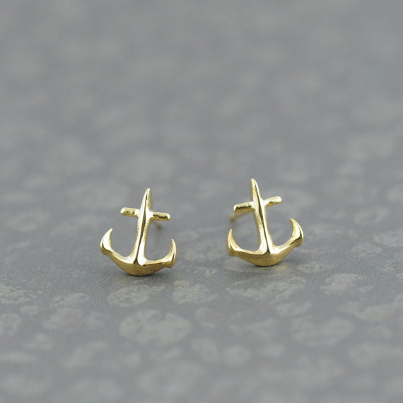 Winzige Anker Ohrringe in Gold. Meine Liebe Zu Verankern. Gold Post Ohrringe. Laune Süße Ohrstecker von whimsyandmagic