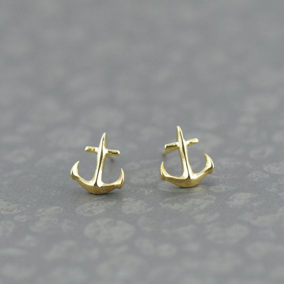 Winzige Anker Ohrringe in Gold. Meine Liebe Zu Verankern. Gold Post Ohrringe. Laune Süße Ohrstecker von whimsyandmagic
