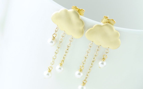 Wolken Ohrringe. Regenwolken Schneewolken Sterling Silber Post von whimsyandmagic