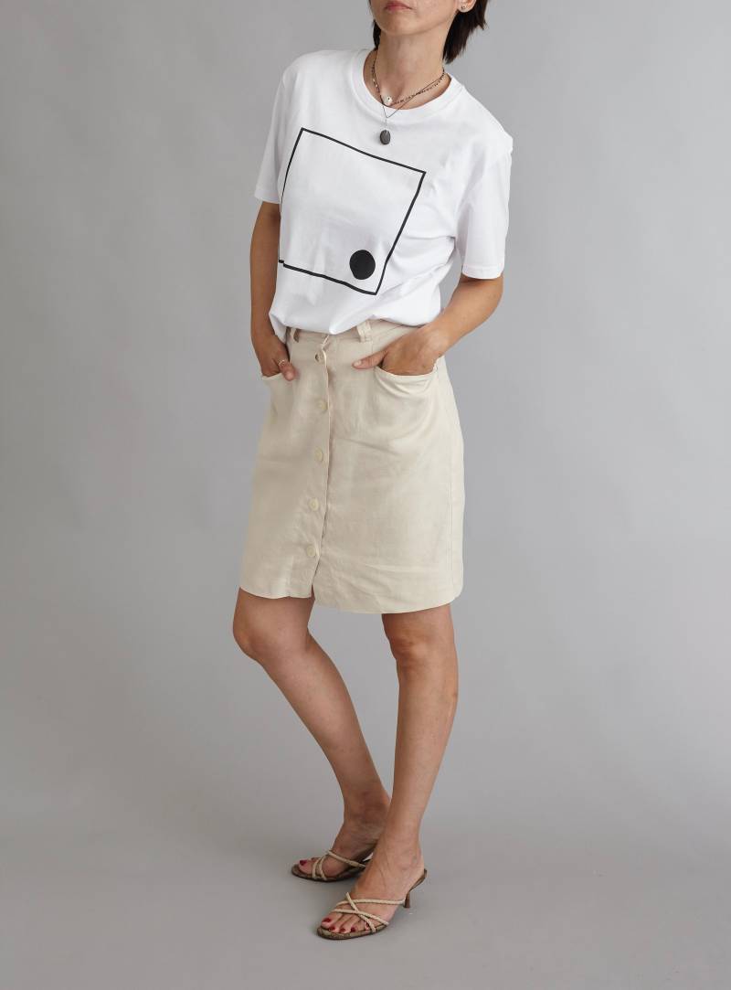 Vintage Weißer Leinenrock Für Frauen Gr. S | Vorderknöpfe Rock Mit Taschen von whiteaporter