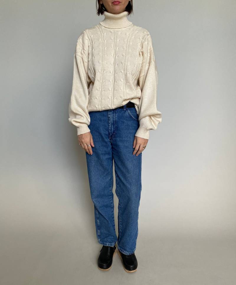 Vintage Weißer Wolle Rollkragenpullover Ftv1574 von whiteaporter