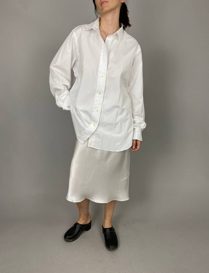 Oversized Weiße Bluse Aus Baumwolle Mit Manschettenknöpfen - Größe L von whiteaporter