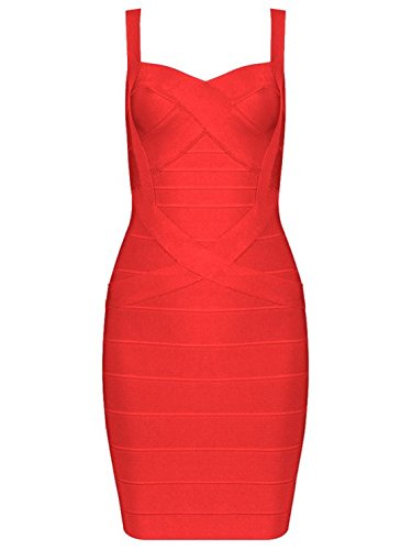 whoinshop Damenkleid, ärmellos, Viskose, figurbetont, mit Trägern, Kleid, Rot/Ausflug, einfarbig (Getaway Solids), Klein von whoinshop