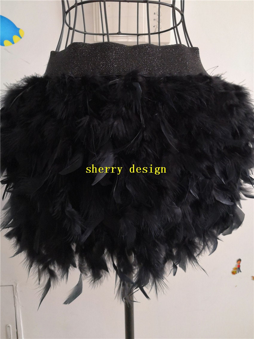 30 Farben Schwarz Hüftlänge Gerader Federrock Für Tanzkleidung Partykleid von wholesalefeather