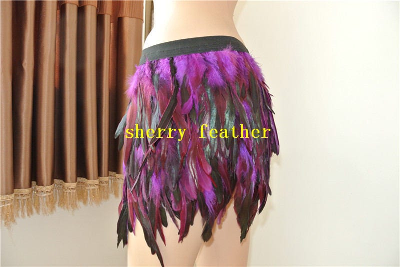 Lila Hüftlänge Hahn Gerader Federrock Für Tanzkleidung Halloween Party Dekor von wholesalefeather