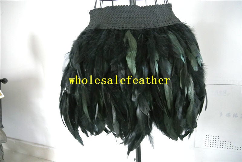 Schwarzer Hüftlanger Hahn Gerader Federrock Für Tanzkleidung von wholesalefeather