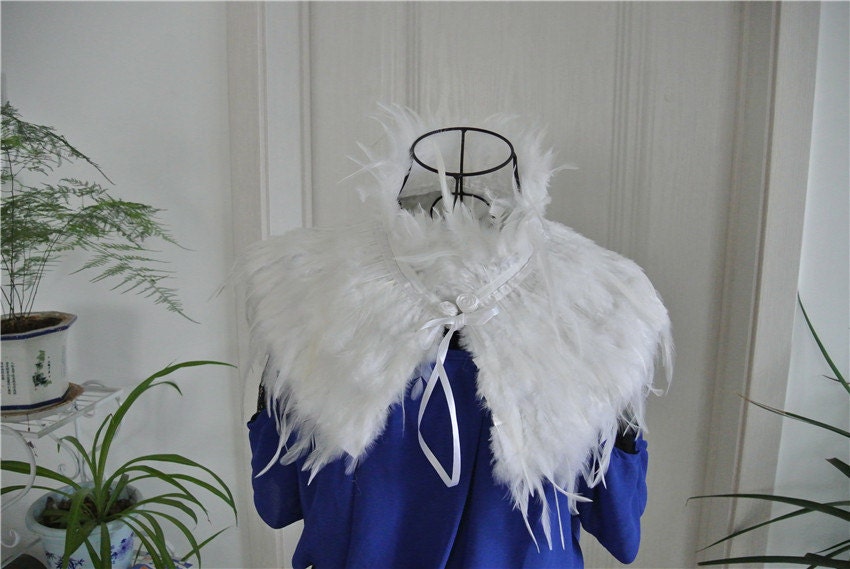 Weiße Hackle Feder Cape Federjacke Schultertuch Fasching Schulter Schultern von wholesalefeather