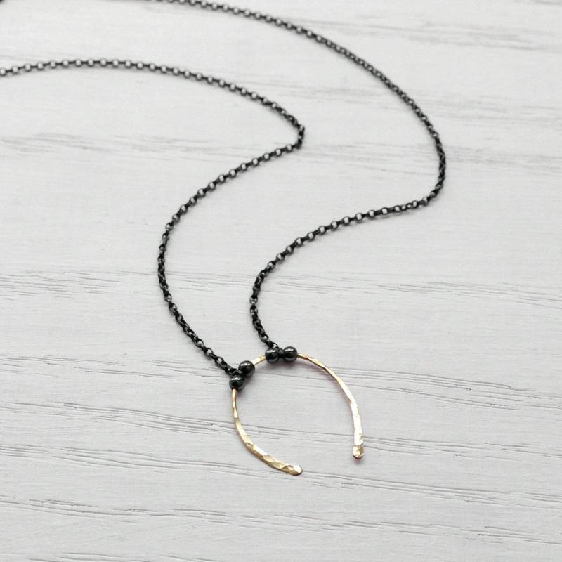 Hufeisen-Halskette Aus Sterlingsilber Und Goldmischmetall von YuliZlen