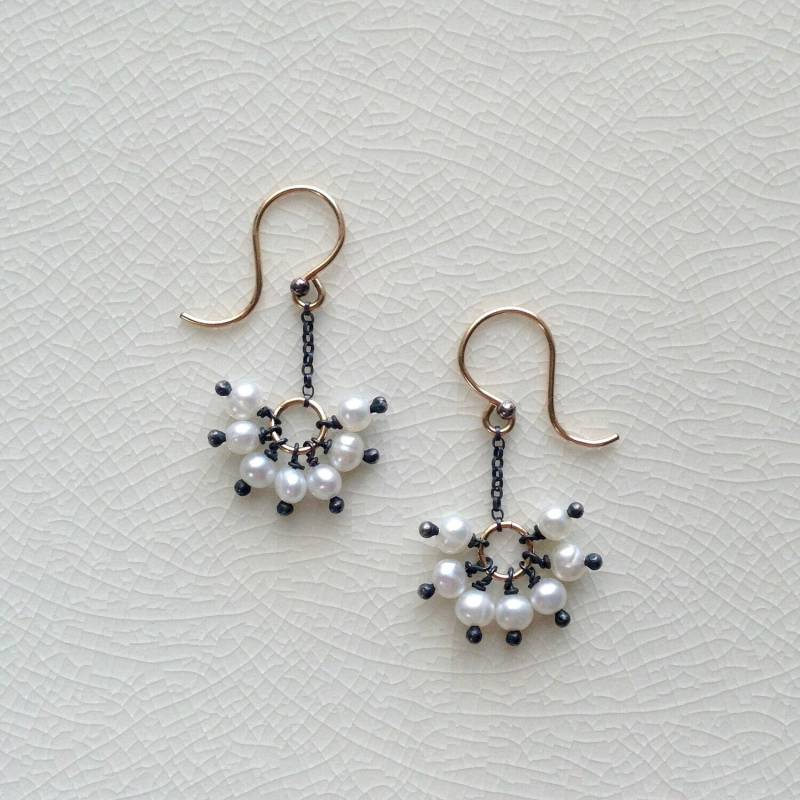 sterling Silber Gold Perle Mixed Metal Ohrringe von YuliZlen