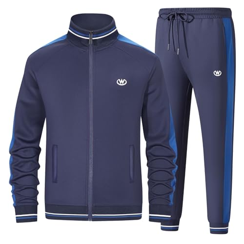 wiebdncj Herren Casual Trainingsanzüge Langarm Jogging Anzüge Sweatsuit Sets Trainingsjacken und Hosen 2 Stück Outfit JW5006-L von wiebdncj