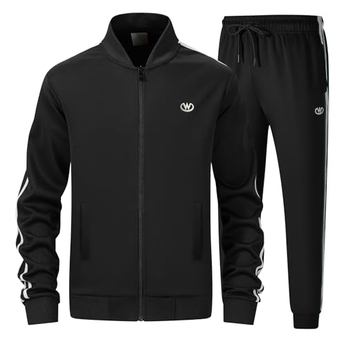 wiebdncj Herren Casual Trainingsanzüge Langarm-Jogging-Anzüge Sweatsuit Sets Trainingsjacken und Hosen 2 Stück Outfit JW6001-XXL von wiebdncj