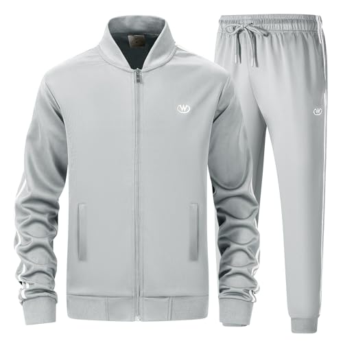 wiebdncj Herren Casual Trainingsanzüge Langarm Jogging Anzüge Sweatsuit Sets Trainingsjacken und Hosen 2 Stück Outfit JW6003-M von wiebdncj