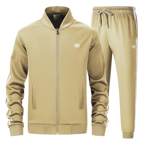 wiebdncj Herren Casual Trainingsanzüge Langarm-Jogging-Anzüge Sweatsuit Sets Trainingsjacken und Hosen 2 Stück Outfit JW6004-L von wiebdncj