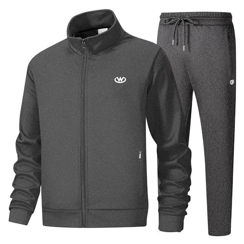wiebdncj Herren Casual Trainingsanzüge Langarm Jogging Anzüge Sweatsuit Sets Trainingsjacken und Hosen 2 Stück Outfit JW6007-M von wiebdncj