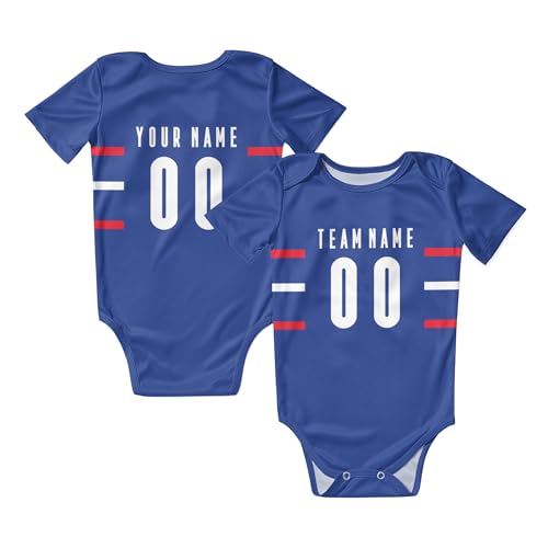 wieween Personalisiert Fußball Baby Strampler mit Name & Nummer Fussball Fans Babykleidung Für Jungen & Mädchen Bodysuit Geschenk 3 Monate-2 Jahre von wieween
