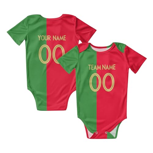 wieween Personalisiert Fußball Baby Strampler mit Name & Nummer Fussball Fans Babykleidung Für Jungen & Mädchen Bodysuit Geschenk 3 Monate-2 Jahre von wieween