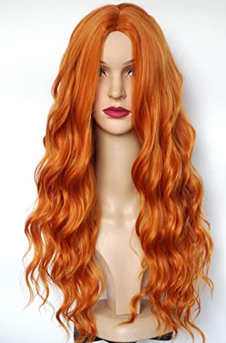 wigbuy Lange Perücken, Ingwer-Perücke, Zöpfe, lang, rot, lockig, synthetisch, hitzebeständig, Faser, Halloween-Kostüm, für Frauen von wigbuy