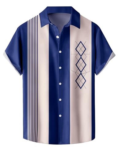 Hawaii Hemd Männer Herren Kurzarm Bowling Shirt Print Sommer Hemd Freizeithemd Button Down Gestreift Aloha Hawaiihemd von wihnsinop