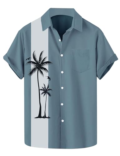 Hawaii Hemd Männer Herren Kurzarm Bowling Shirt Print Sommer Hemd Freizeithemd Button Down Gestreift Aloha Hawaiihemd von wihnsinop