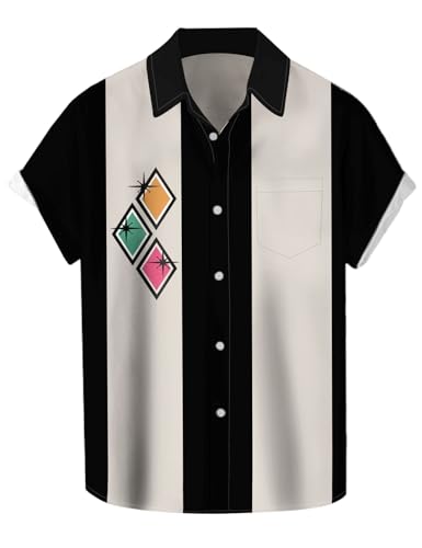 Hawaii Hemd Männer Herren Kurzarm Bowling Shirt Print Sommer Hemd Freizeithemd Button Down Gestreift Aloha Hawaiihemd von wihnsinop