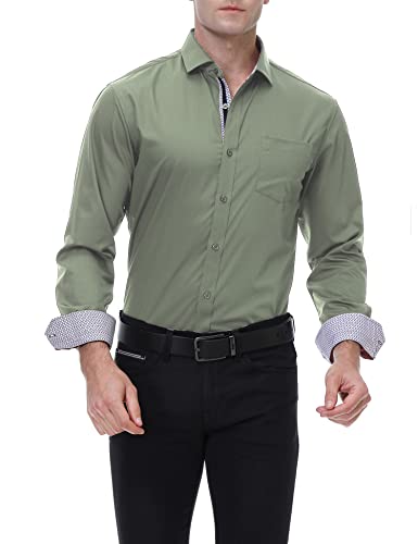 wihnsinop Herren Hemd Langarm Businesshemd Regular Fit Bambusfaser Freizeithemd für Männer von wihnsinop