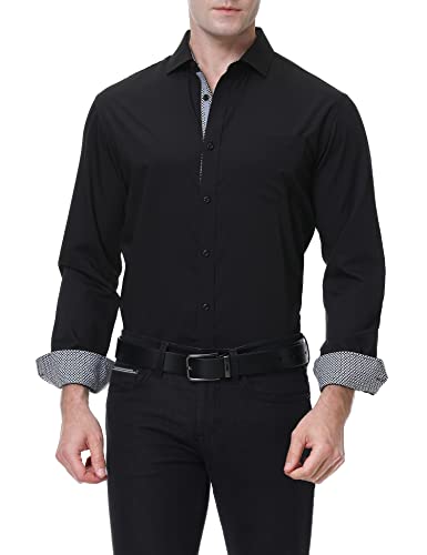 wihnsinop Herren Hemd Langarm Businesshemd Regular Fit Bambusfaser Freizeithemd für Männer von wihnsinop