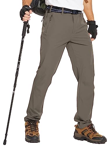 wihnsinop Herren Outdoorhose Wanderhose Wasserdicht Leichte Sommer Pants Trekkinghose für Männer mit Zipper Taschen und Gürtel von wihnsinop