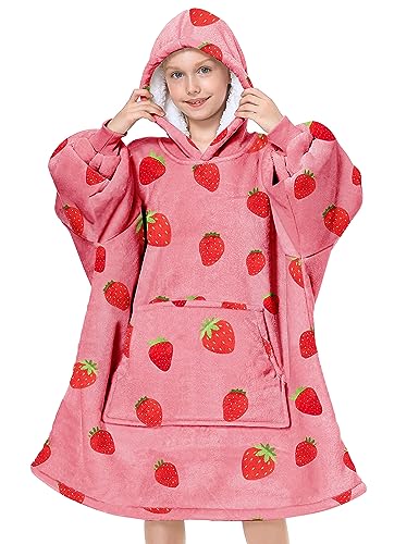 wihnsinop Kuscheldecke für Kinder Mädschen Jungs, Deckenpullover mit Langen Ärmeln und Kapuze für Damen Herren Erwachsene Oversized Blanket Hoodies Übergroße Hoodie Sweatshirt Geschenk für Kinder von wihnsinop