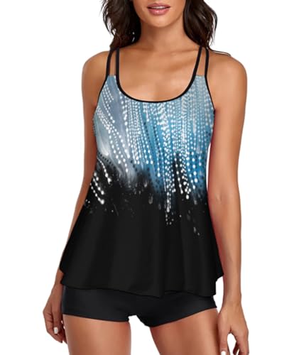 wihnsinop Tankini Damen Bauchweg Bademode Badeanzug Oberteil Set Tankinis Badeanzug Zweiteiler Sommer Badeanzüge für Damen Tankini mit Badeshorts Blaue Perlen XL wihnsinop Tankini Damen Bauchweg Bademode Badeanzug Oberteil Set Tankinis Badeanzug Zweiteiler Sommer Badeanzüge für Damen Tankini mit Badeshorts Blaue Perlen XL von wihnsinop