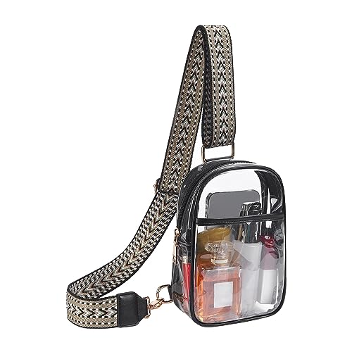 wiianoxd Transparente Umhängetasche, PVC, transparente Bauchtasche für Damen, strapazierfähig, transparent, Brusttasche mit verstellbarem Riemen, durchsichtig von wiianoxd