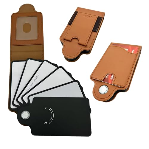 wiigd RFID Blocking Leather Wallet with Rotating Card Holder - 8 Card Slots, ID Window & Cash Pocket | Patentiertes Anti-Diebstahl-Design (Braun) von wiigd