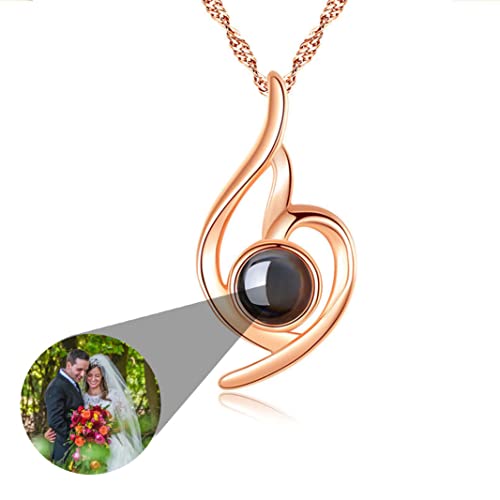 wikkeny Personalisierte Kette mit Bild Ich Liebe Dich Halskette Silber Rose Gold 100 Sprachen Projektion Anhänger Schmuck Geschenk für Mutter Frauen Frau Muttertag Halskette von wikkeny