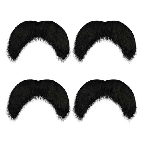 wilcractk Zum Ankleben Schnauzer Fake Bart Set Selbstklebend Schwarz 4 Stück Für Erwachsene Kinder Ideal Für Halloween Kostüm Karneval Theater Cosplay Party von wilcractk