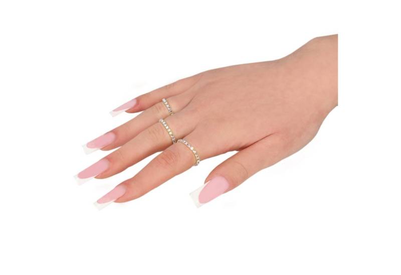 wildbloomdesign Fingerring Ringe Elastische Ringe mit Glitzersteinchen Gold, Silber 3-Set von wildbloomdesign