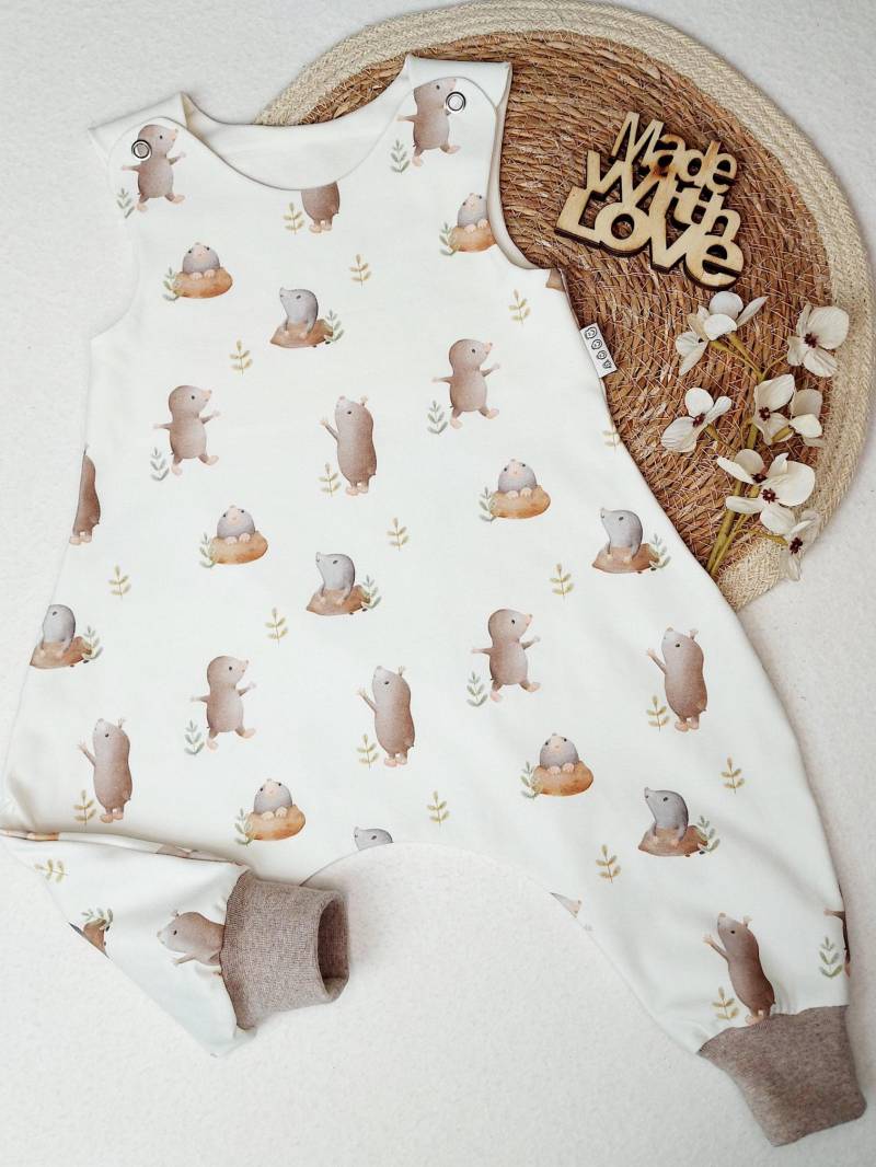 Handgenähter Baby Strampler Mit Maulwurf-Motiv - Weicher Jersey | Geschenk Zur Geburt Unisex Wilde Bande von wildebande