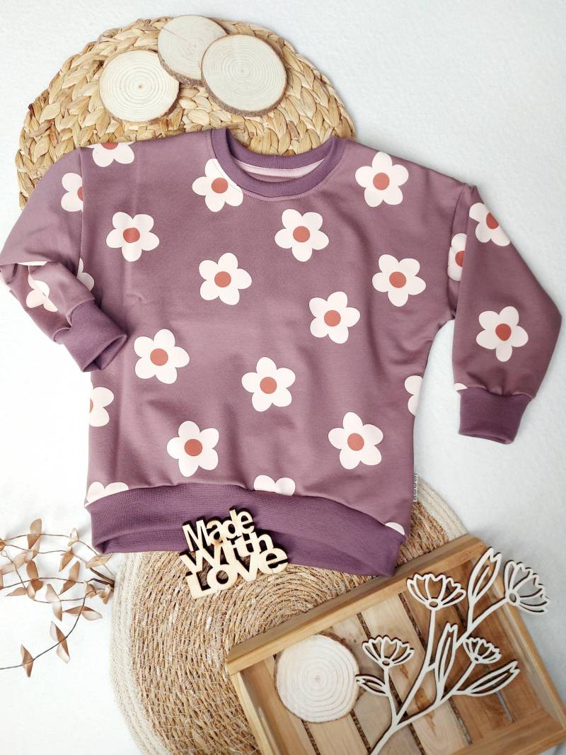 Oversized Sweater Für Kinder - Handmade Pullover in Versch. Designs, Blumen, Gr. 56-140 | Wilde Bande von wildebande